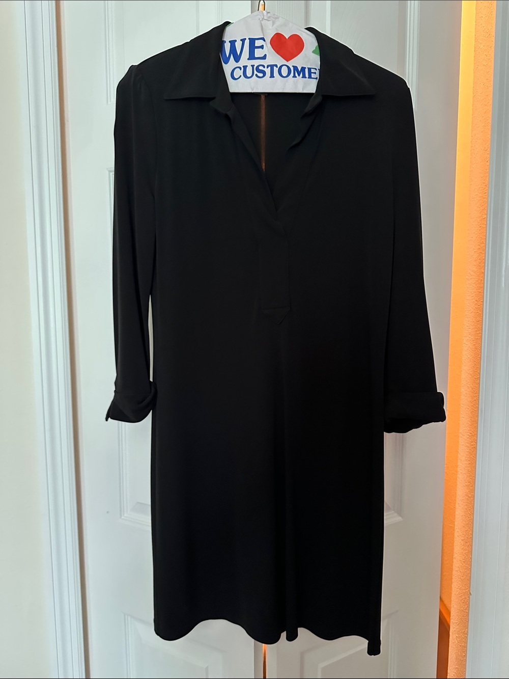Classic Black Long-Sleeve Shirt Dress - Timeless Work-to-Weekend Style